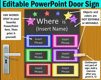 Cartello per porta dell'ufficio personalizzato personalizzato, cartello per porta dove mi trovo, cartello per porta dell'ufficio modificabile personalizzato, stampabile