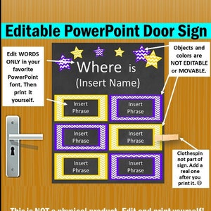 Custom Office Door Sign Personalized Yellow and Purple Office Decor PRINTABLE