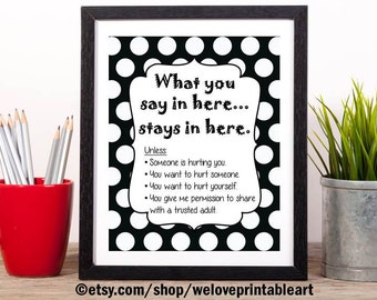 Social Worker Gift, Confidentiality Sign, What You Say in Here, PRINTABLE