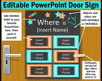 Where is the School Nurse Door Sign, Turquoise Orange Nursing Office Decor Editable INSTANT DOWNLOAD