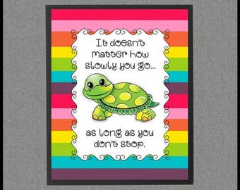 Turtle Quote, Classroom Rules Poster, Rainbow Classroom Sign, Don't Stop PRINTABLE Decor