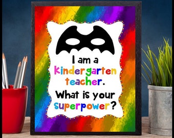 Kindergarten Teacher Gift, What's Your Superpower, Super Hero Teacher Appreciation Week, Superhero Classroom Decor, DIGITAL DOWNLOAD