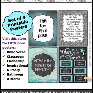 Teal School Nurse Decorations, Office Door Signs, Poster Decor BUNDLE, Thank You Gifts PRINTABLE Not Editable