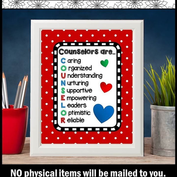 School Counselor Sign Poster | School Counseling Office Decor | Appreciation Thank You Gift | Digital Download