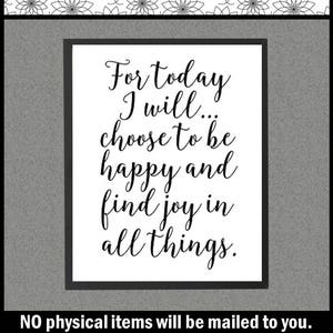 Today I Choose Joy Sign Encouraging Quotes Wall Art, Printable