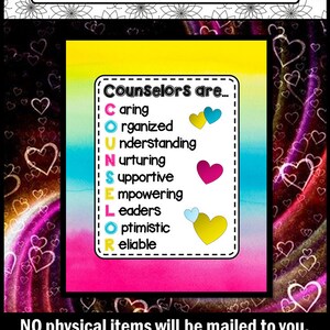 National School Counseling Week Gift Ideas | Printable Wall Art | School Counselor Office Decor | Appreciation Gift Instant Download PDF Jpg