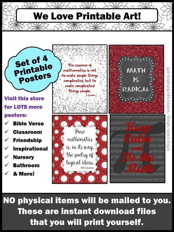 Math Teacher Appreciation Gift Classroom Decor Printable Etsy