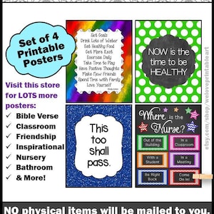 School Nurse Bundle of PRINTABLE Signs, Office Door Poster, Decor, Decorations, Thank You Gifts Not Editable