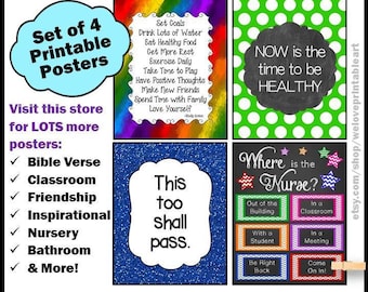 School Nurse Poster Decorations Bundle, Office Decor, PRINTABLE Not Editable