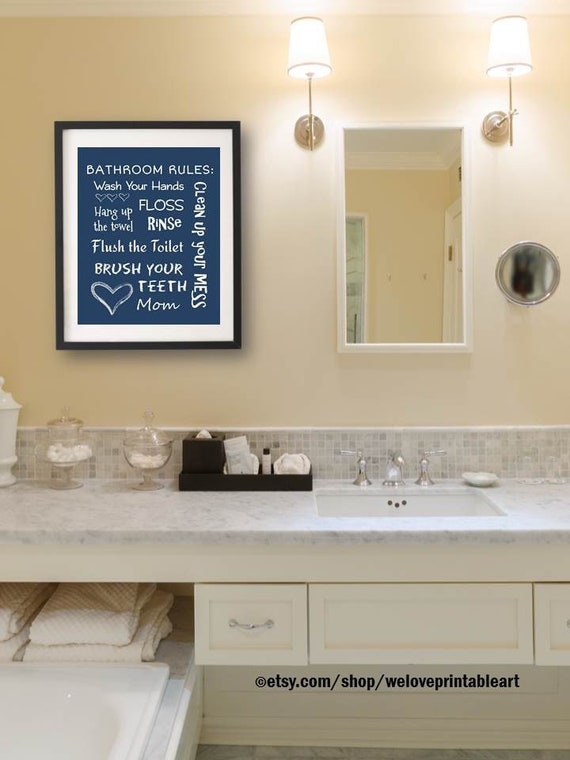 Bathroom Rules Sign / JPG File / Printable / Instant Download