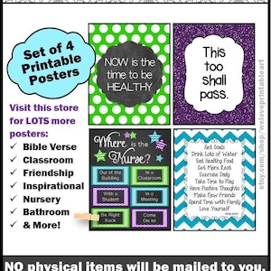 School Nurse Posters Bundle, Office Door Sign, Decorations, Thank You Gifts, PRINTABLE Decor Not Editable