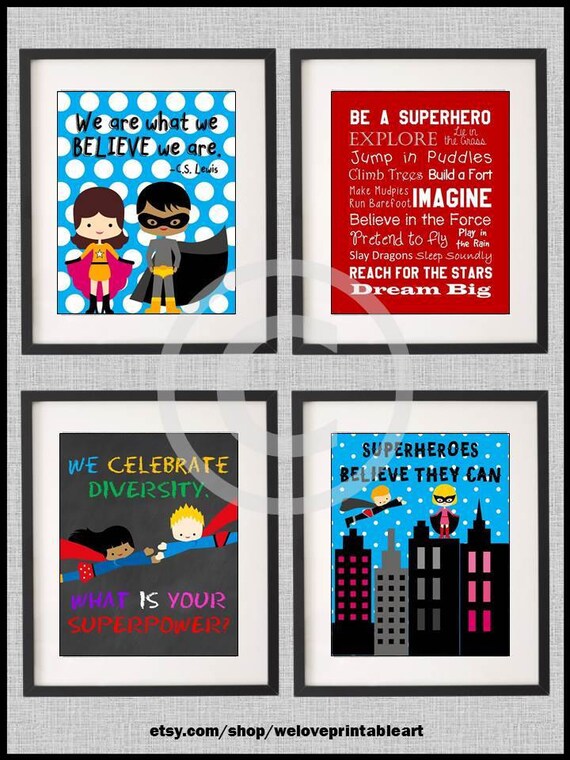 Superhero Theme Classroom Decor Printable Motivational Wall Etsy