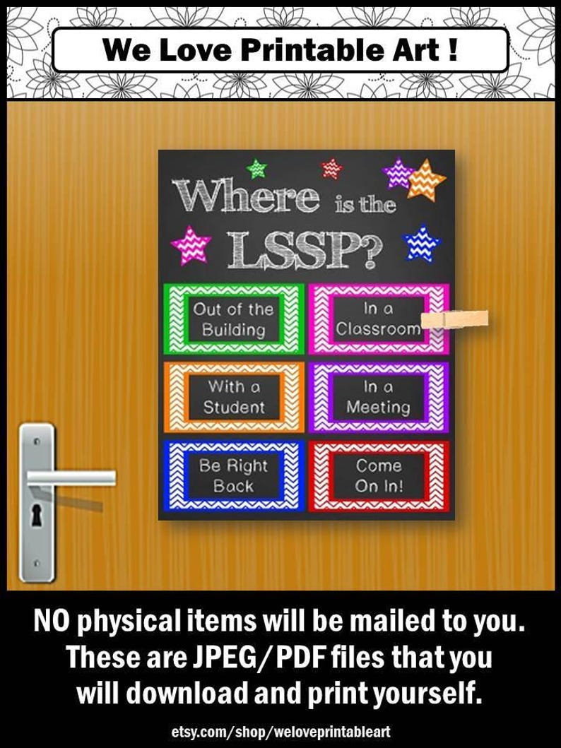 LSSP, Licensed Specialist in School Psychology Gifts, Office Door Sign, NOT Editable image 1