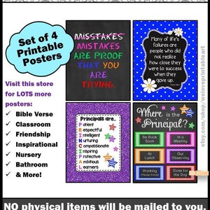 Principal Appreciation Gift Printable Office Decor Bundle, Printable School Principal Door Sign, DIGITAL DOWNLOAD