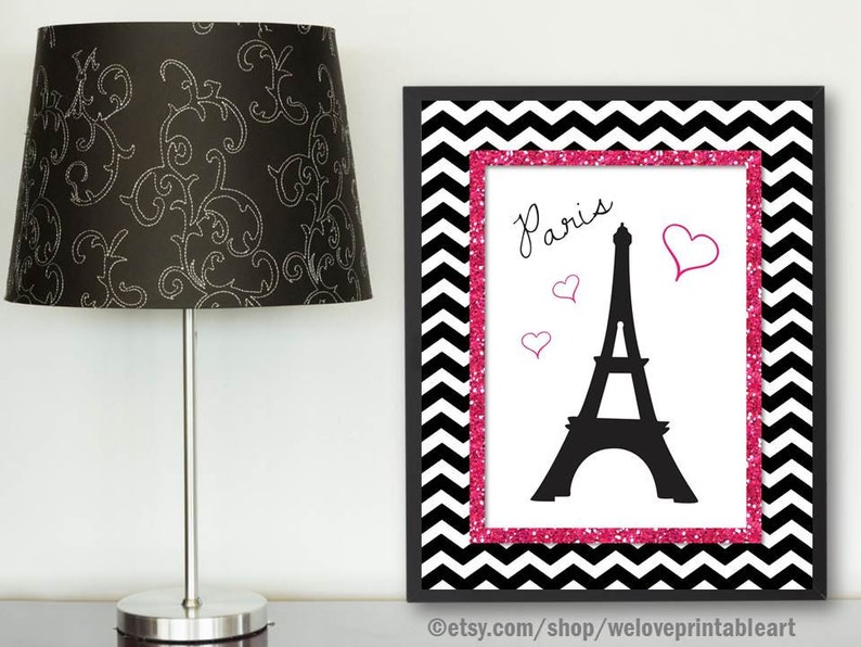 Paris Bedroom Decor Pink And Black Chevron Paris Eiffel Tower Paris Nursery Gifts Paris Themed Bedroom Paris Art Print Wall Decor