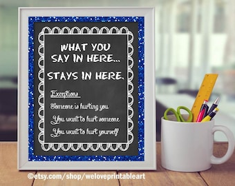 Confidentiality Poster Counselor What You Say in Here Stays in Here DIGITAL DOWNLOAD