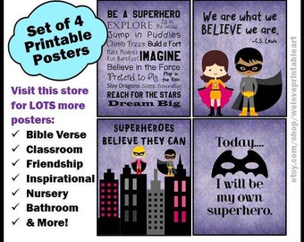 Teaching is My Superpower, Super Hero Teacher Appreciation Week Printable Gift, Teaching Quote Set