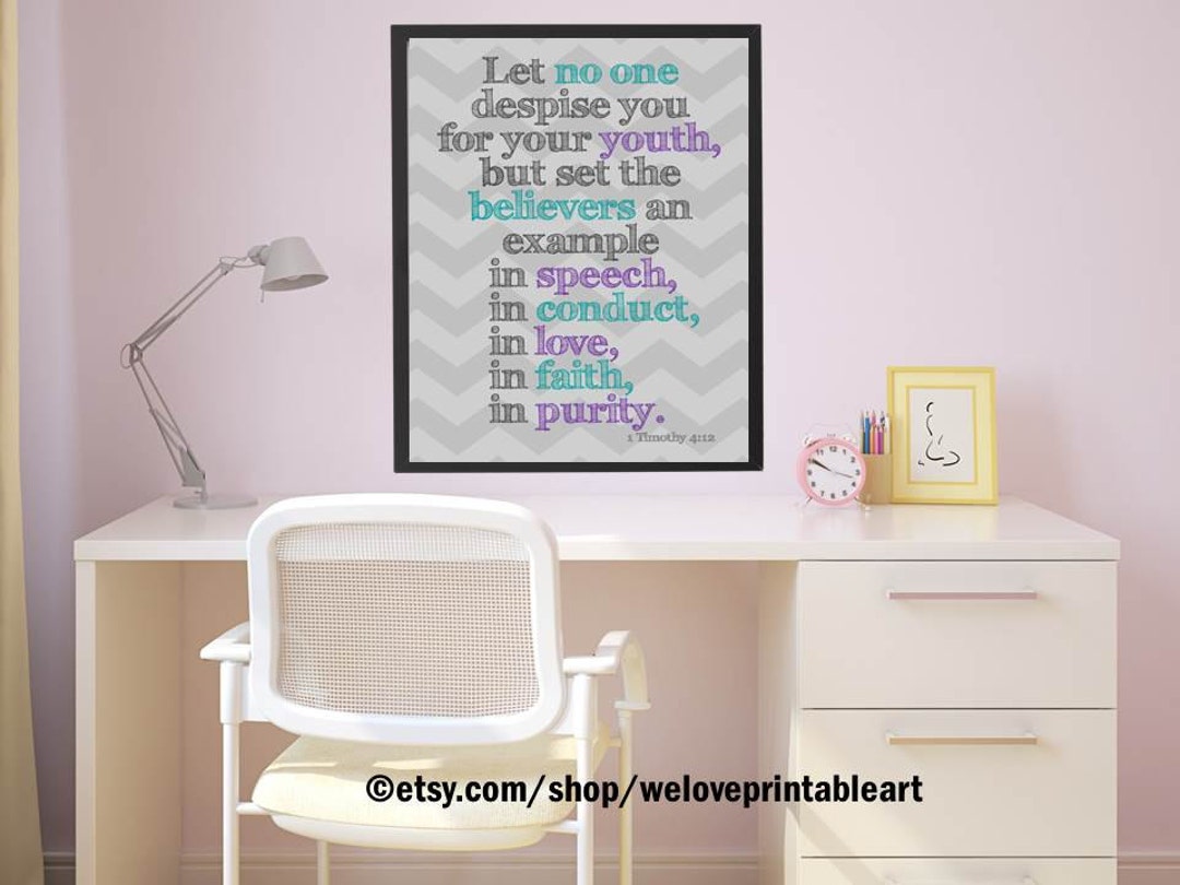 1 Timothy 4:12 Bible Verse Wall Art, Scripture Wall Art, Christian Art ...