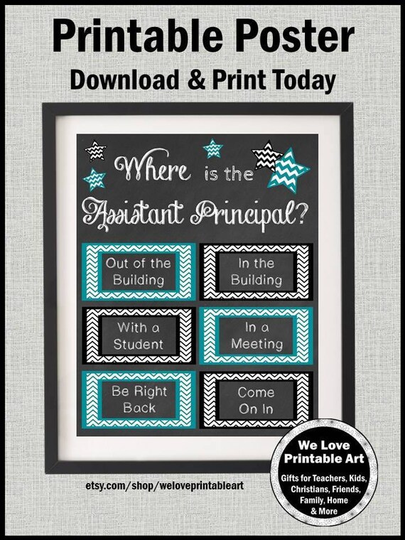 Assistant Principal Gift Idea Office Door Sign Printable Etsy