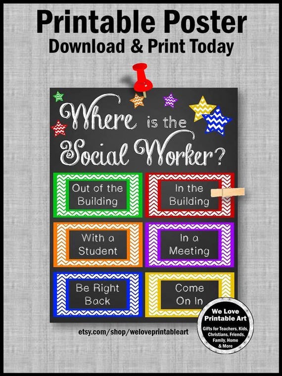 Social Worker Office Decor School Gift Social Work Door Etsy