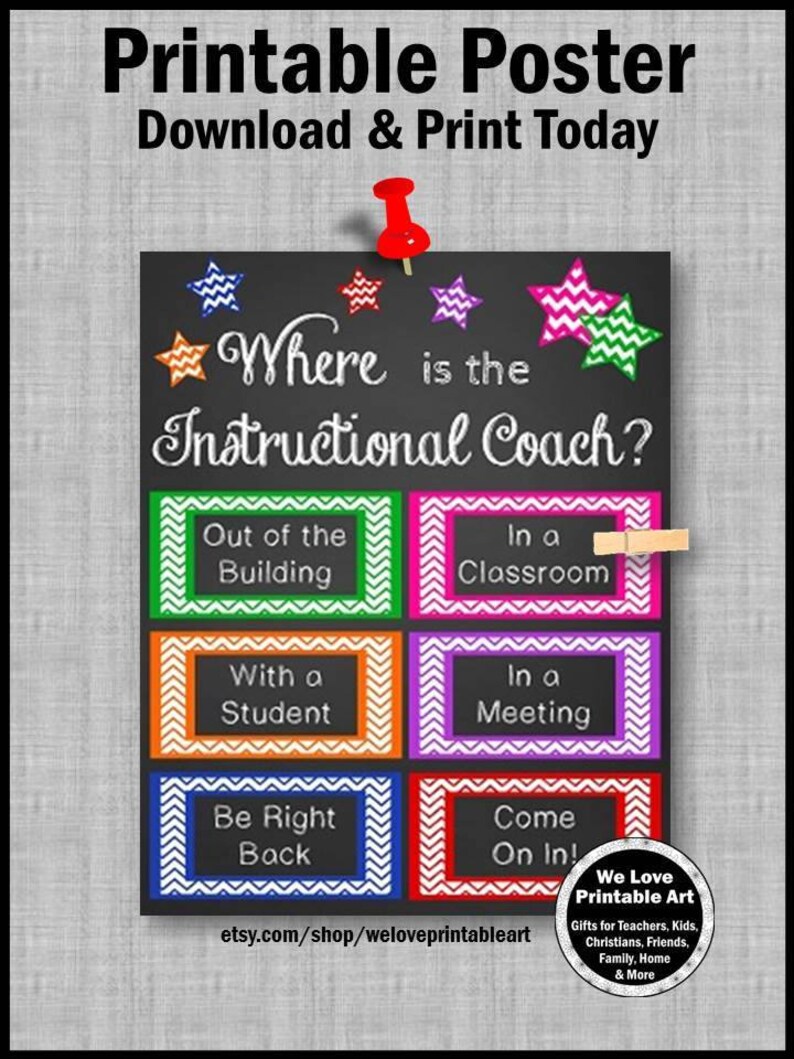 Instructional Coach Door Sign Back to School Classroom Etsy