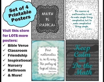 Classroom Posters Math Teacher Appreciation Gift, Classroom Decor Printable Middle School, Quote Signs Instant Download YOU PRINT THEM