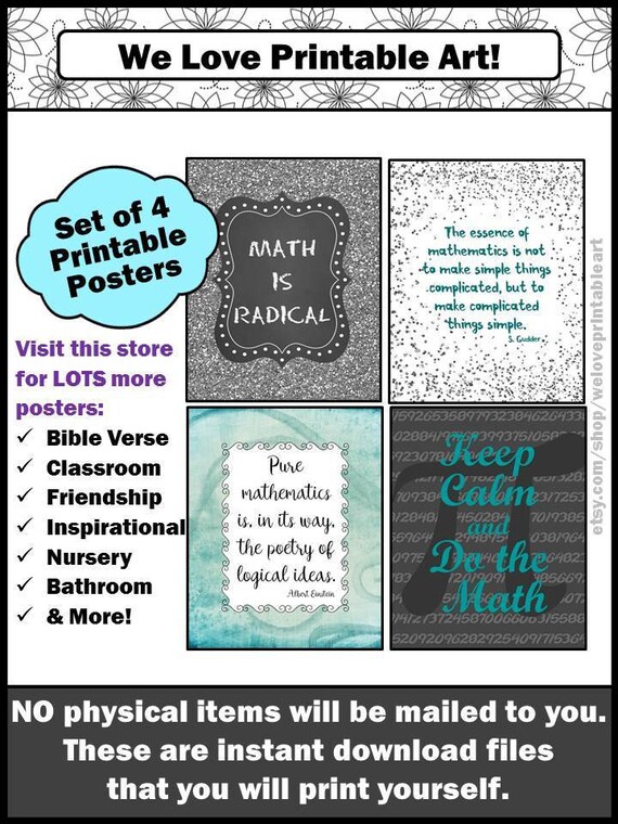 Classroom Posters Math Teacher Appreciation Gift Classroom Decor Printable Middle School Quote Signs Instant Download You Print Them
