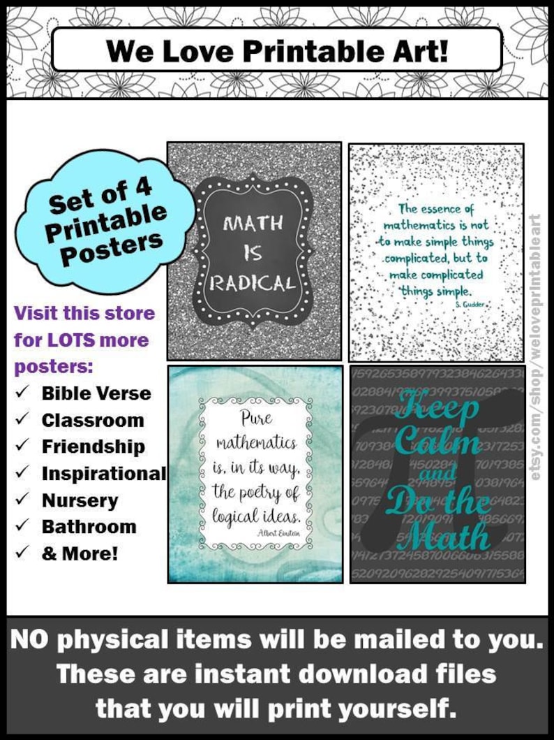 Math Teacher Appreciation Math Classroom Decor Classroom Etsy
