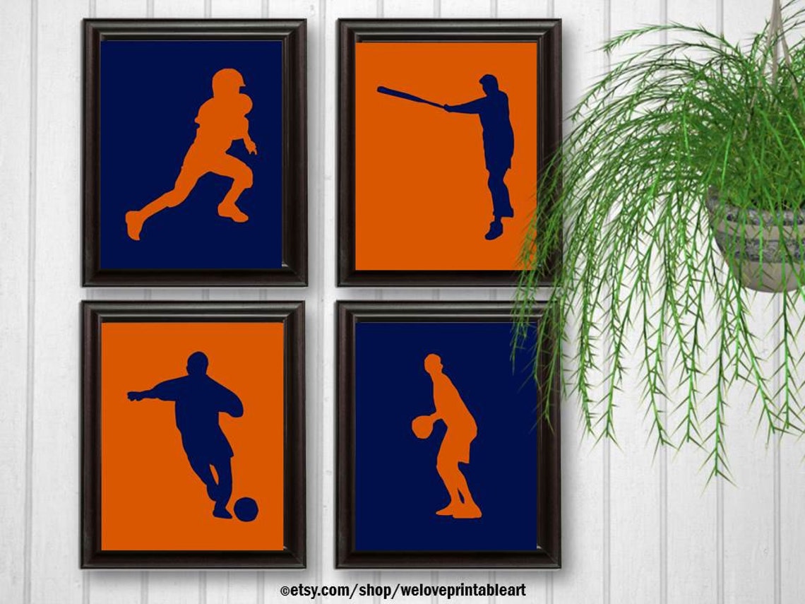 Boys Room Decor Sports Wall Art Football Baseball Soccer Etsy