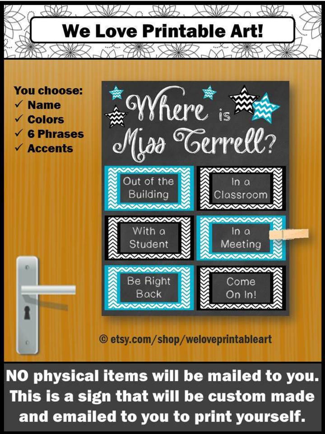 Personalized Office Door Sign Printable, Custom Name Door Sign DIGITAL ...