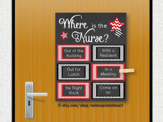 Where Is The School Nurse Door Decoration Printable Nurse Etsy