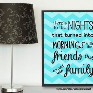 Turquoise Aqua Blue Wall Art with Quote about Family, You Print It, Instant Download