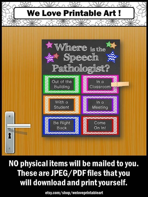Where Is The Speech Pathologist Door Sign Speech Language Pathologist Gift Idea Slp Gift Pathology Office Decor Not Editable