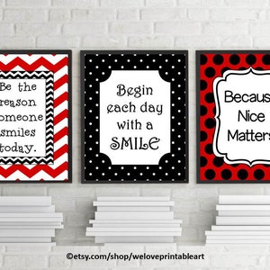 Red and Black Middle High School Classroom Decor, Educational Quotes Wall Art PRINTABLES