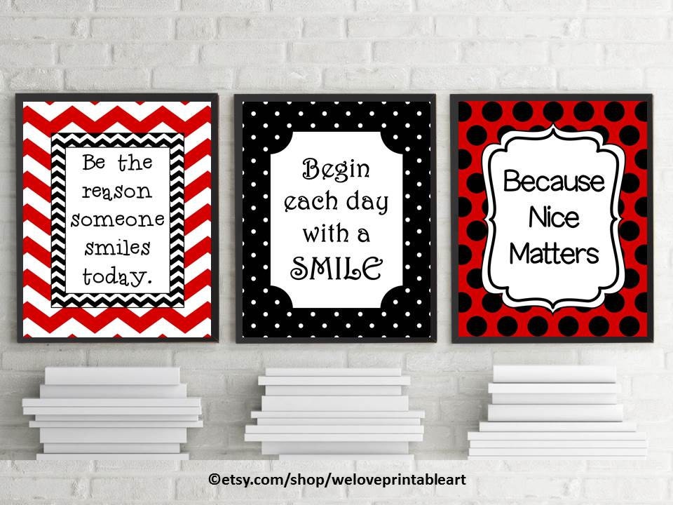 Red and Black Middle High School Classroom Decor, Educational Quotes Wall Art PRINTABLES
