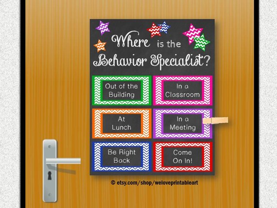Behavior Specialist Office Decor Door Sign Door Decoration School Behavior Not Editable