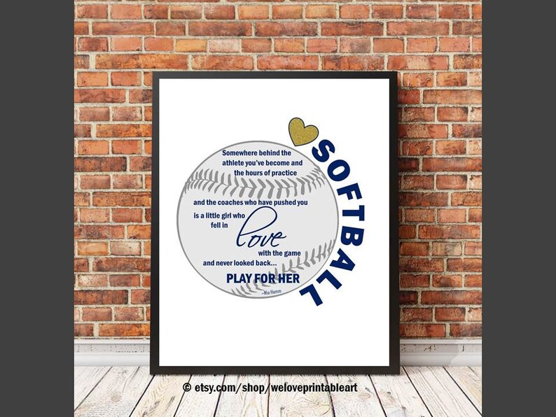 Softball Gifts Sports Room Decor Coach Gift Softball Printables Quote Poster Softball Decorations Softball Team Sign Wall Art Print