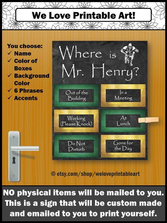 Where Is Custom Office Door Sign Printable Personalized Gift Personalized Sign To Download You Print Yourself Large 8x10 16x20