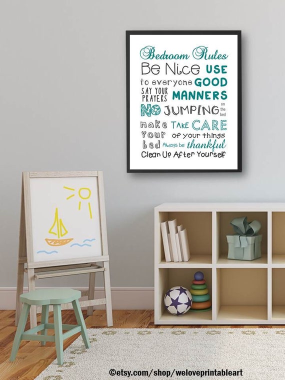 Kids Room Decor Bedroom Rules Kids Room Wall Art Bedroom ...