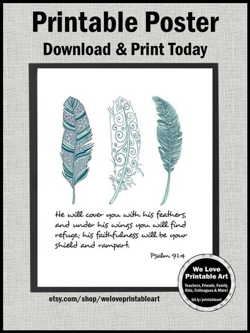 Psalm 914 Teal and Mint Green Bible Verse Sign Feather Etsy