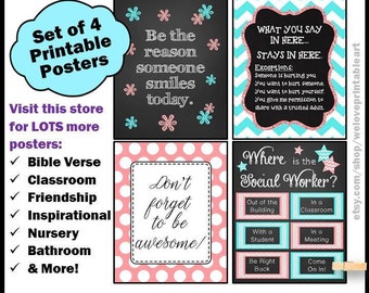 Social Worker Gift BUNDLE, Door Sign, Office Decor, Printable Quotes