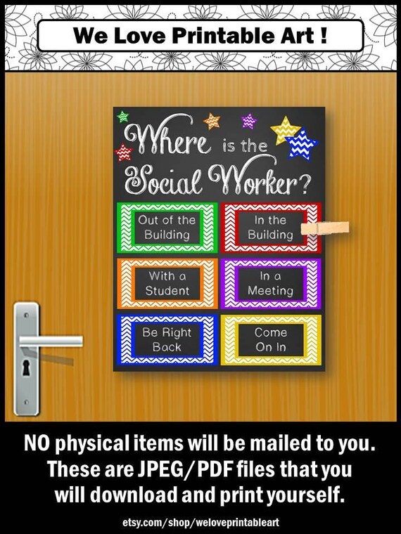 Social Worker Office Decor School Gift Social Work Door Decoration End Of The Year Back To School Gift Printable Not Editable