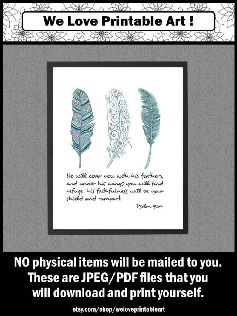 Psalm 914 Teal and Mint Green Bible Verse Sign Feather Etsy