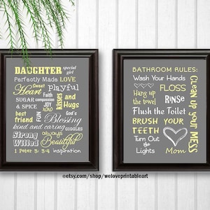 Bathroom Print Digital Download, Bathroom Wall Decor Download, Wash Your Hands Bathroom Sign Set, Instant Download YOU PRINT THEM
