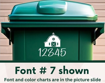 Garbage can decal, Farm trash can sticker, Garbage Bin Labels, custom outdoor garbage can sticker, Personalized Recycle can decal