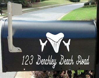 Shark tooth Mailbox Decal | mailbox decal | megalodon mailbox decal |  Personalized | Custom | ocean mailbox decal | Fish  | Nautical