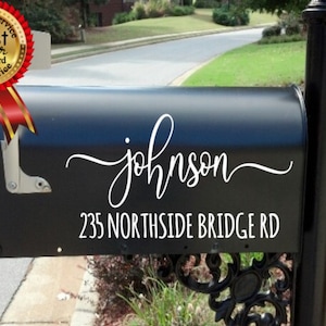 Mailbox Decal sticker | mailbox decal numbers | farmyard mailbox decal |  Personalized | Custom | rustic mailbox  decal | Modern Calligraphy