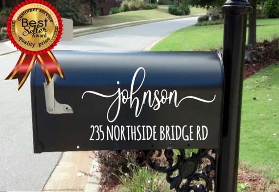 Mailbox Decal sticker | mailbox decal numbers | farmyard mailbox decal |  Personalized | Custom | rustic mailbox  decal | Modern Calligraphy