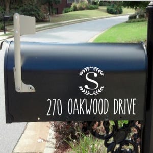 Laurel Leaf Mailbox Decal | Personalized Mailbox Decal | Custom Mailbox Wedding