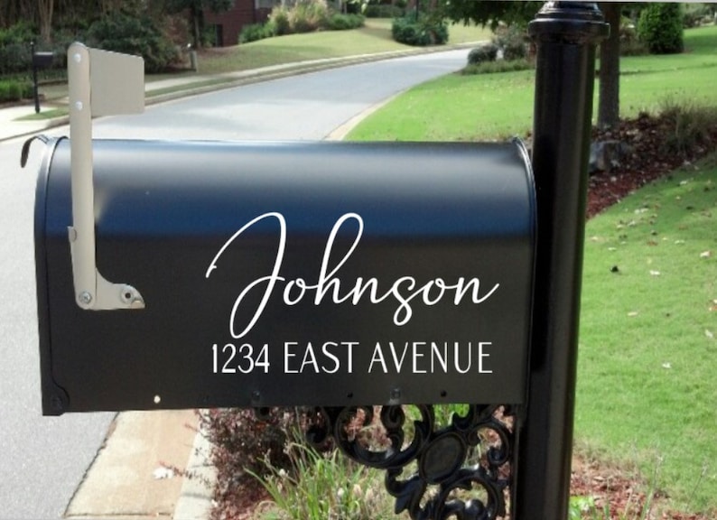 Minimalistic Mailbox Decal mailbox decal Wedding mailbox decal Personalized Custom address Address stickers Modern Calligraphy afbeelding 1